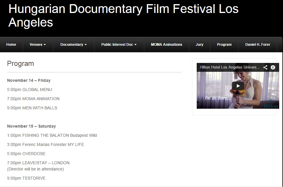 Hungarian Doc. Film Fest of Los Angeles Program 2014