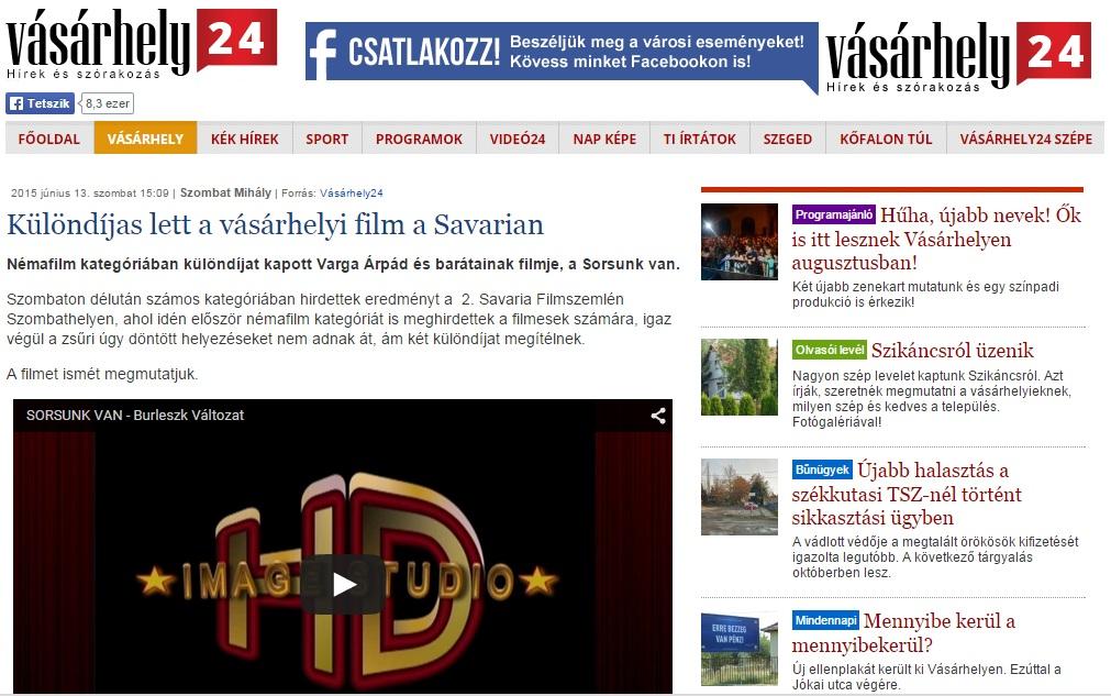Vásárhely24 cikke a Savaria Filmszemléről